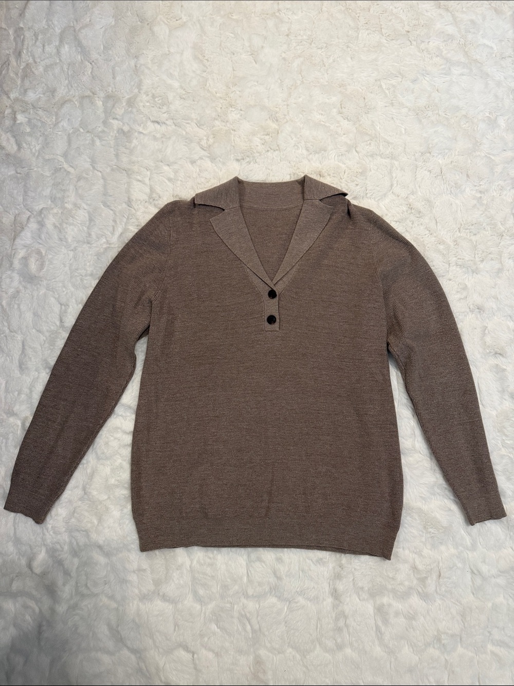 Relaxed Collar Knit Sweater - Taupe